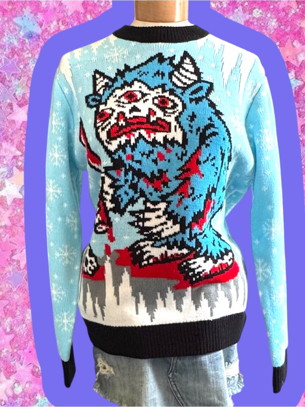 Shredders Abominable snowman NWOT ugly Christmas sweater S M Rudolph monster 80s